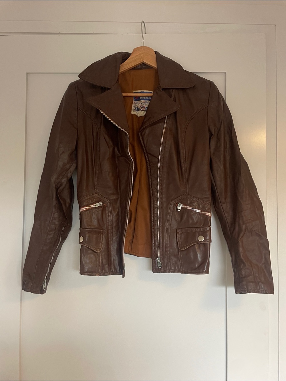 Leather Moto Jacket - Brown